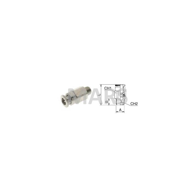 Pneumatický adaptér PA 6 × M6 kovový